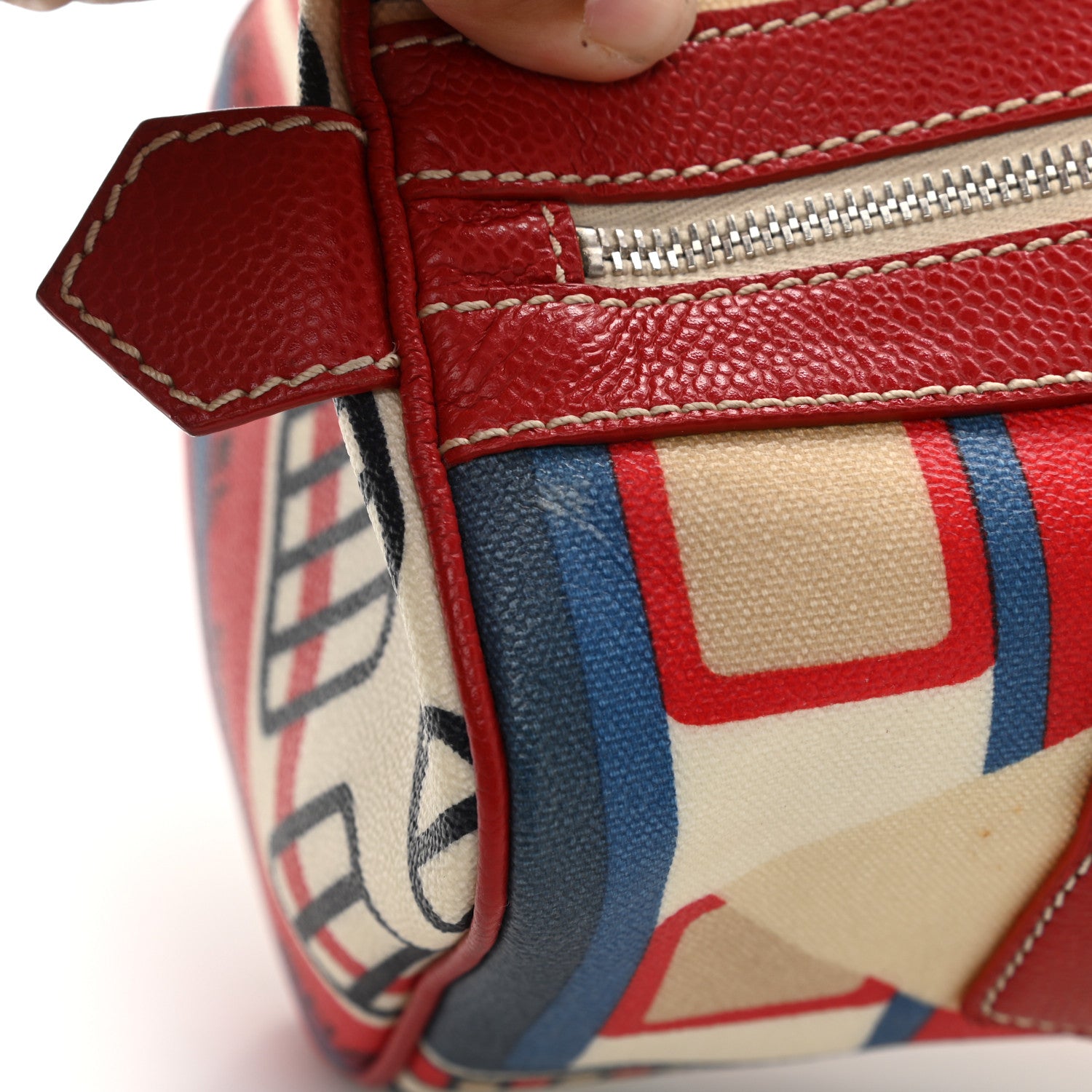 Chanel Coated Canvas Le Train Boston Bag Red 15 of 17