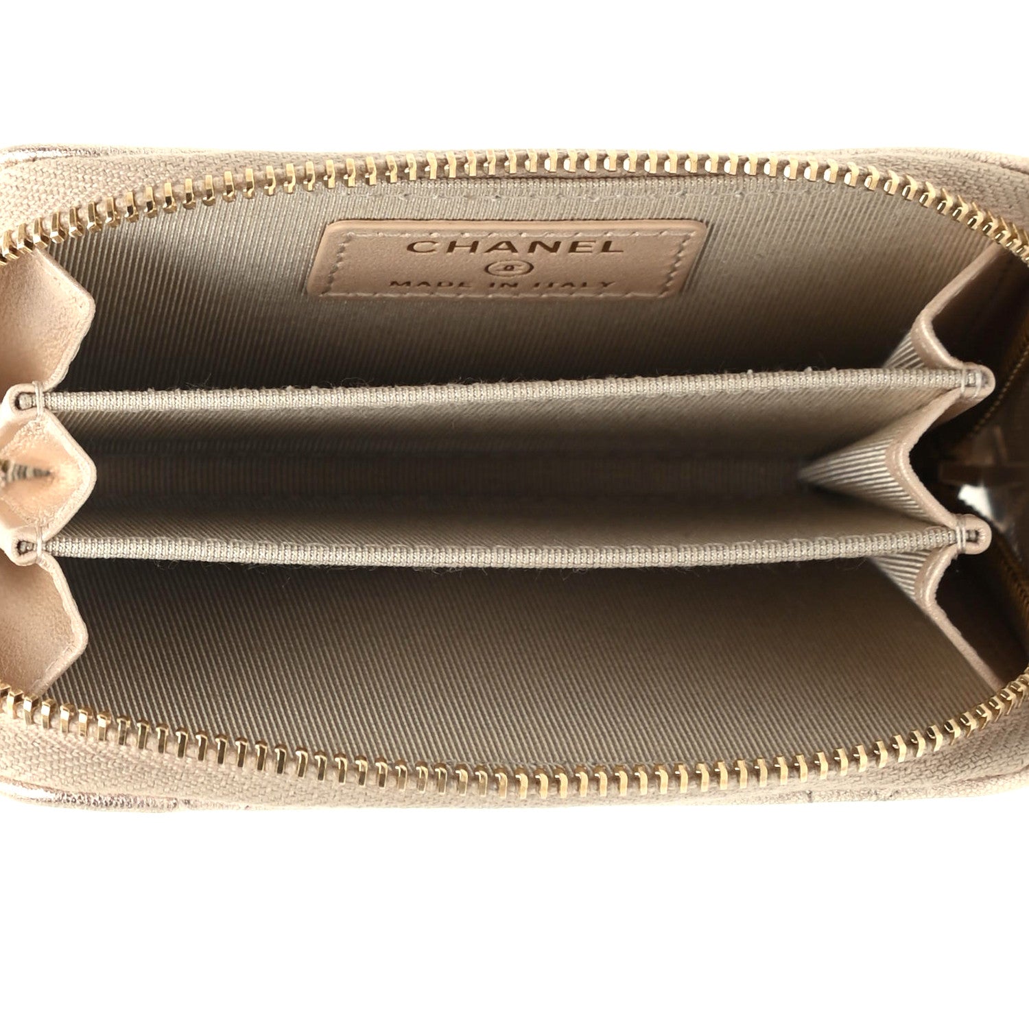 Chanel Metallic Lambskin Quilted Zip Coin Purse Wallet Gold 5 of 8