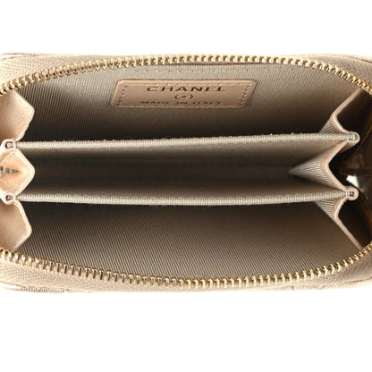 Chanel Metallic Lambskin Quilted Zip Coin Purse Wallet Gold 5 of 8