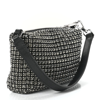 Alexander Wang Mesh Crystal Rhinestone Mini Heiress Pouch Black Silver 3 of 12