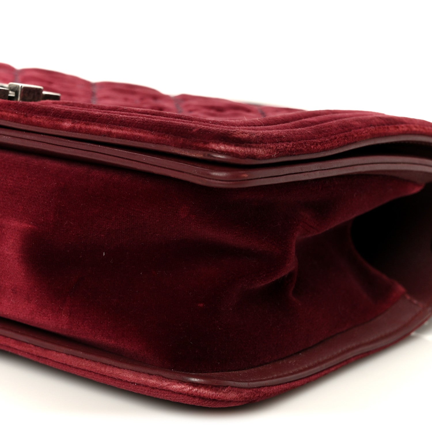 Chanel Velvet Tweed Quilted Medium Boy Flap Burgundy 10 of 10