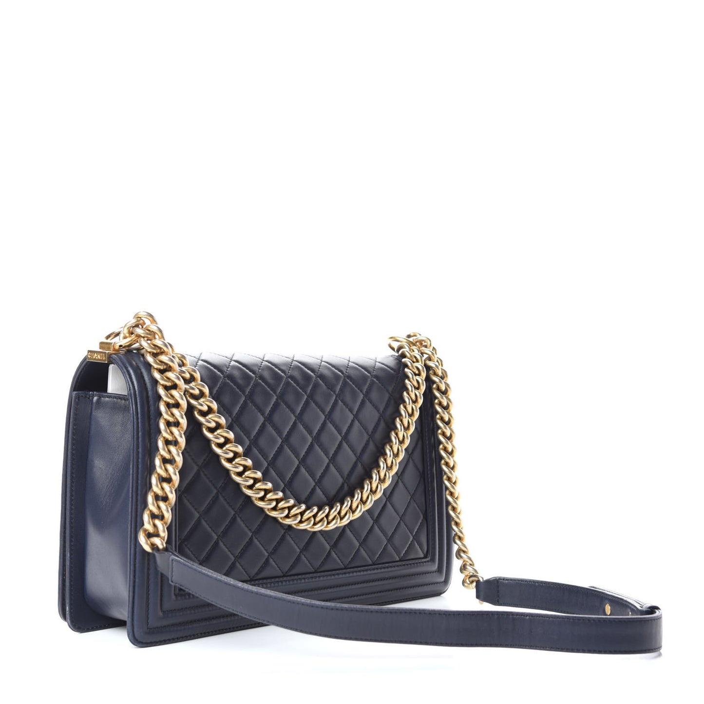 Lambskin Quilted New Medium Boy Flap Navy