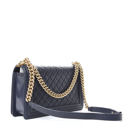 Chanel Lambskin Quilted New Medium Boy Flap Navy 3 of 9