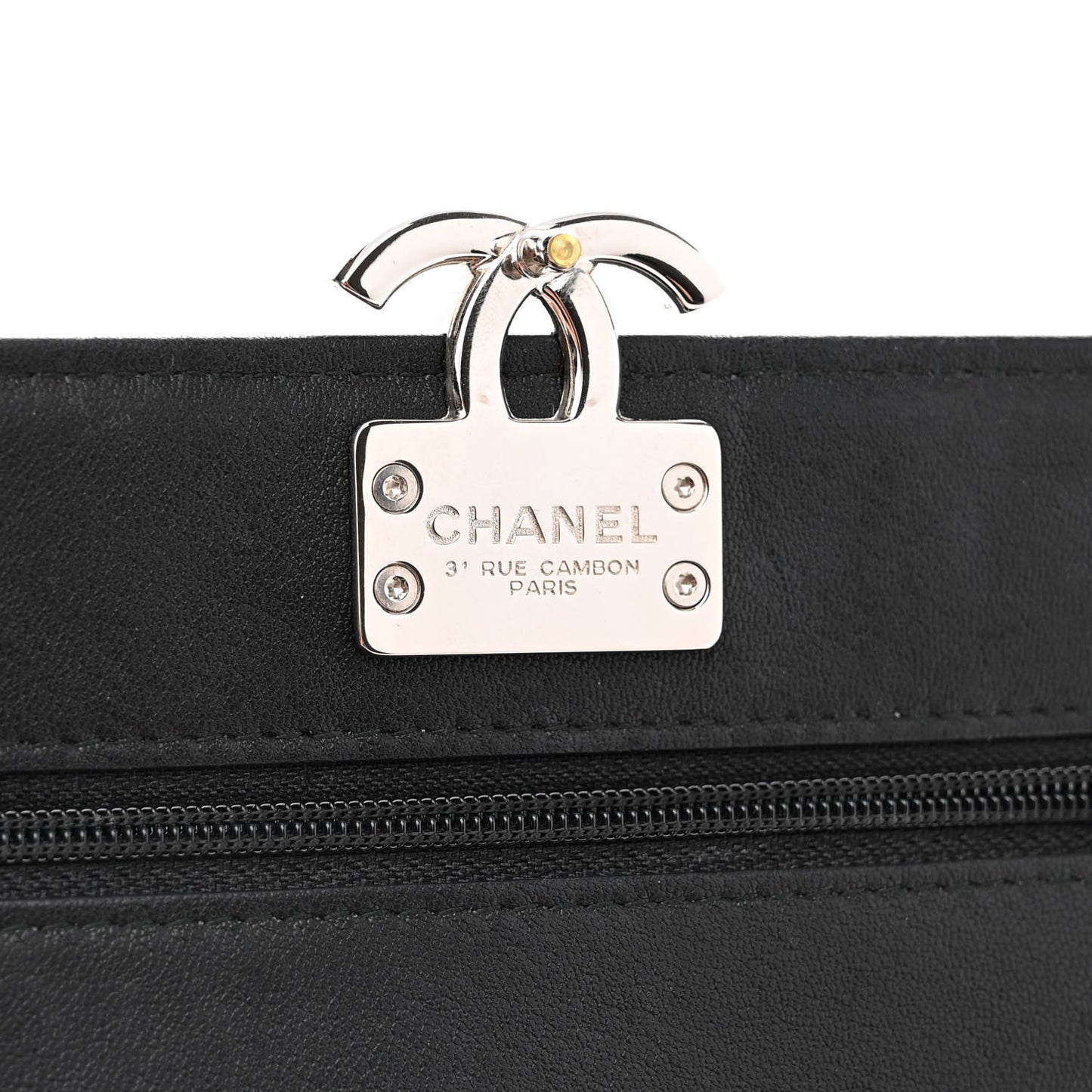 Lambskin Quilted CC Box Wallet On Chain WOC Black