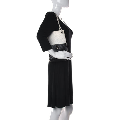 Chanel Lambskin Quilted Vertical Tote Black White 2 of 12