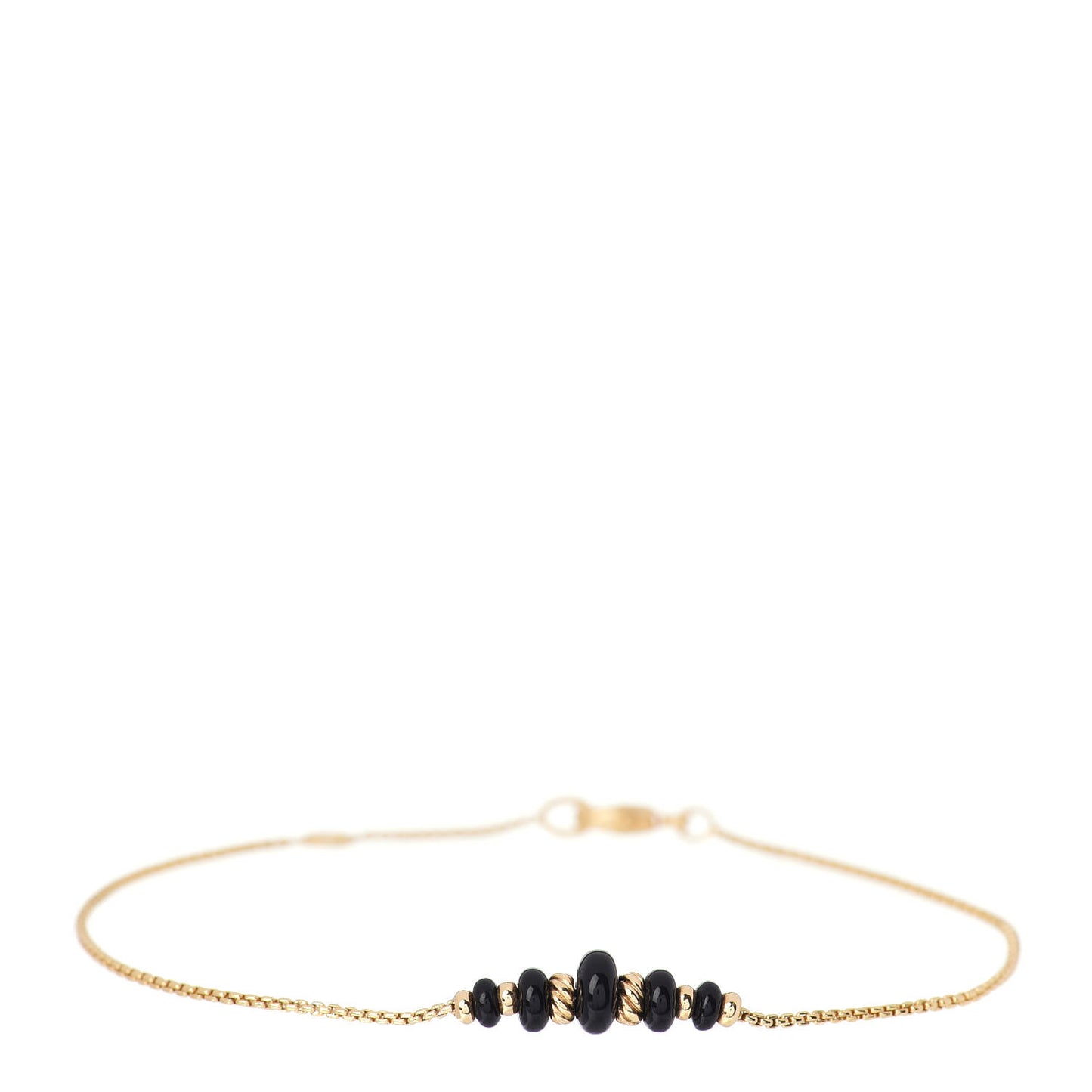 18K Yellow Gold Black Onyx Rio Rondelle Short Station Bracelet