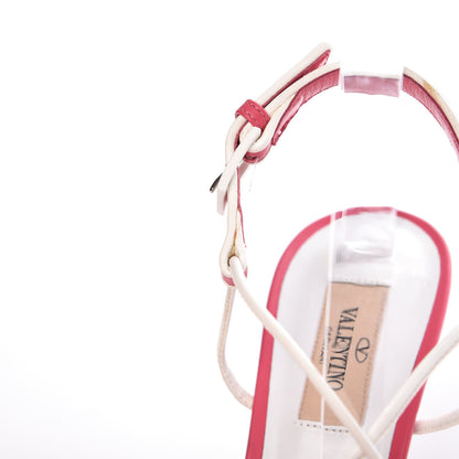 Valentino Garavani Calfskin Free Rockstud Crisscross Slingback 85mm Sandals 39 Shadow Pink Optic White 15 of 17