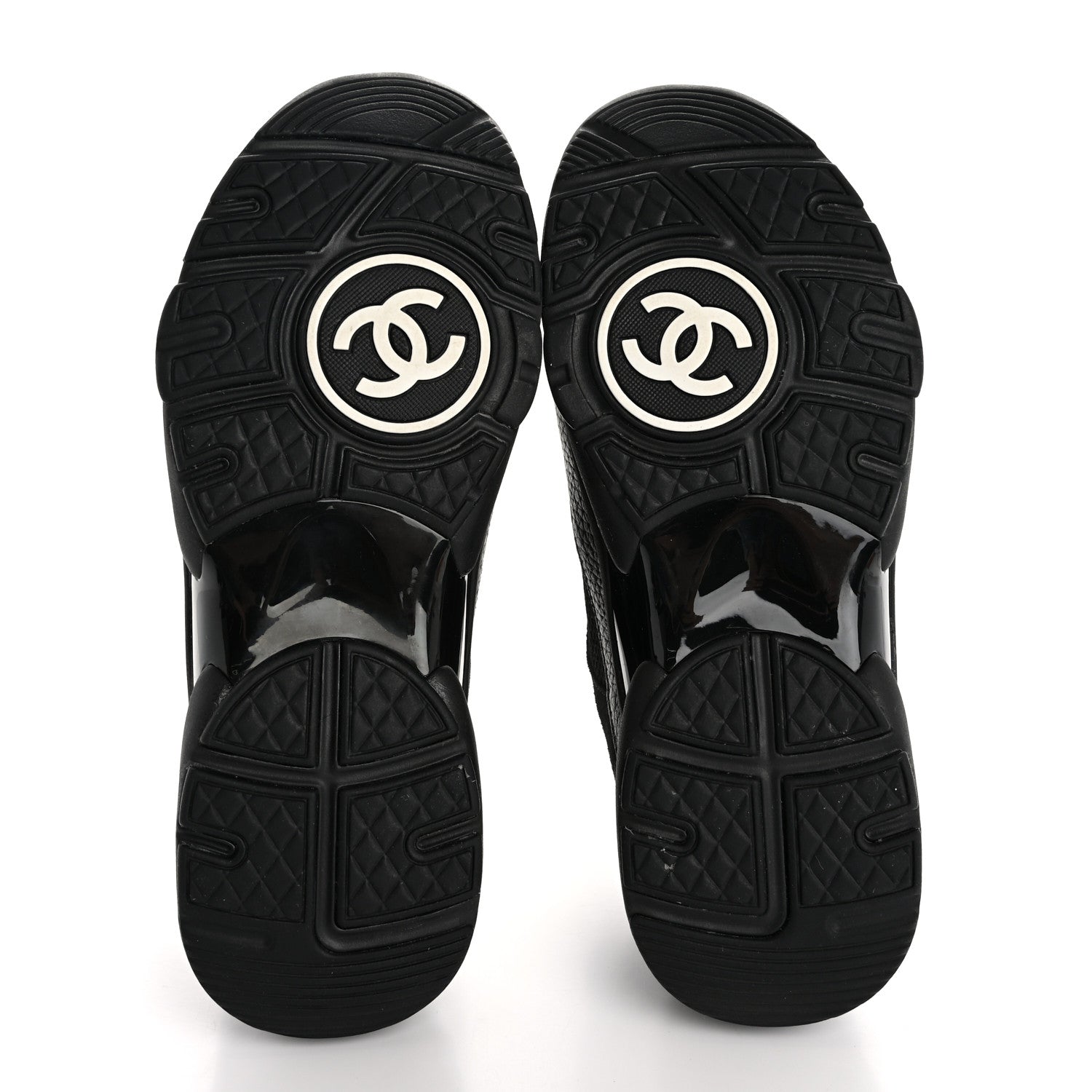 Chanel Mesh Suede Grained Calfskin Womens CC Sneakers 38 Black White 6 of 12