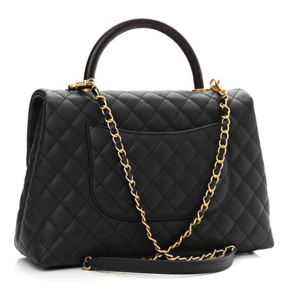 Chanel Caviar Lizard Quilted Medium Coco Handle Flap Black 3 of 10