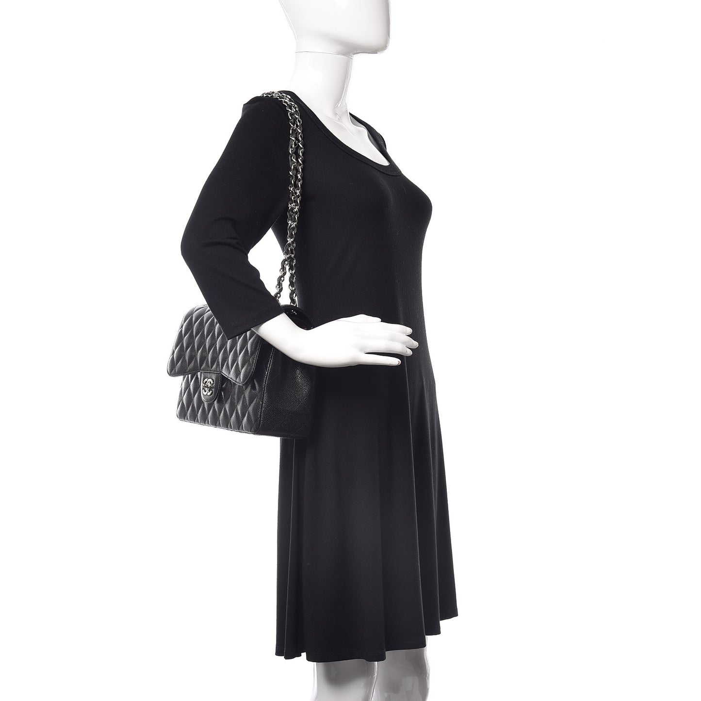 Caviar Quilted Jumbo Double Flap Black