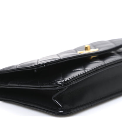 Chanel Lambskin Quilted CC Pearl Crush Wallet on Chain WOC Black 9 of 10