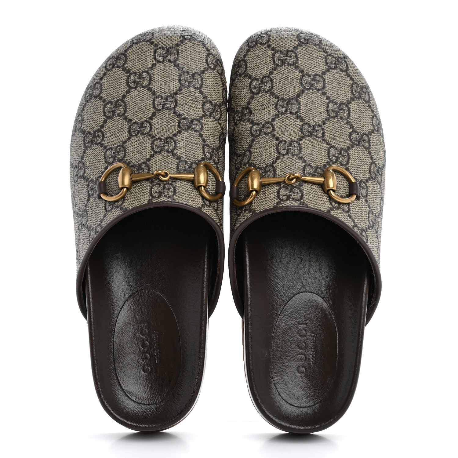 Gucci GG Supreme Monogram Miro Soft Calfskin Womens Horsebit Slippers 36 Beige Ebony New Acero 2 of 12