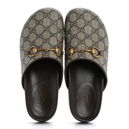 Gucci GG Supreme Monogram Miro Soft Calfskin Womens Horsebit Slippers 36 Beige Ebony New Acero 2 of 12