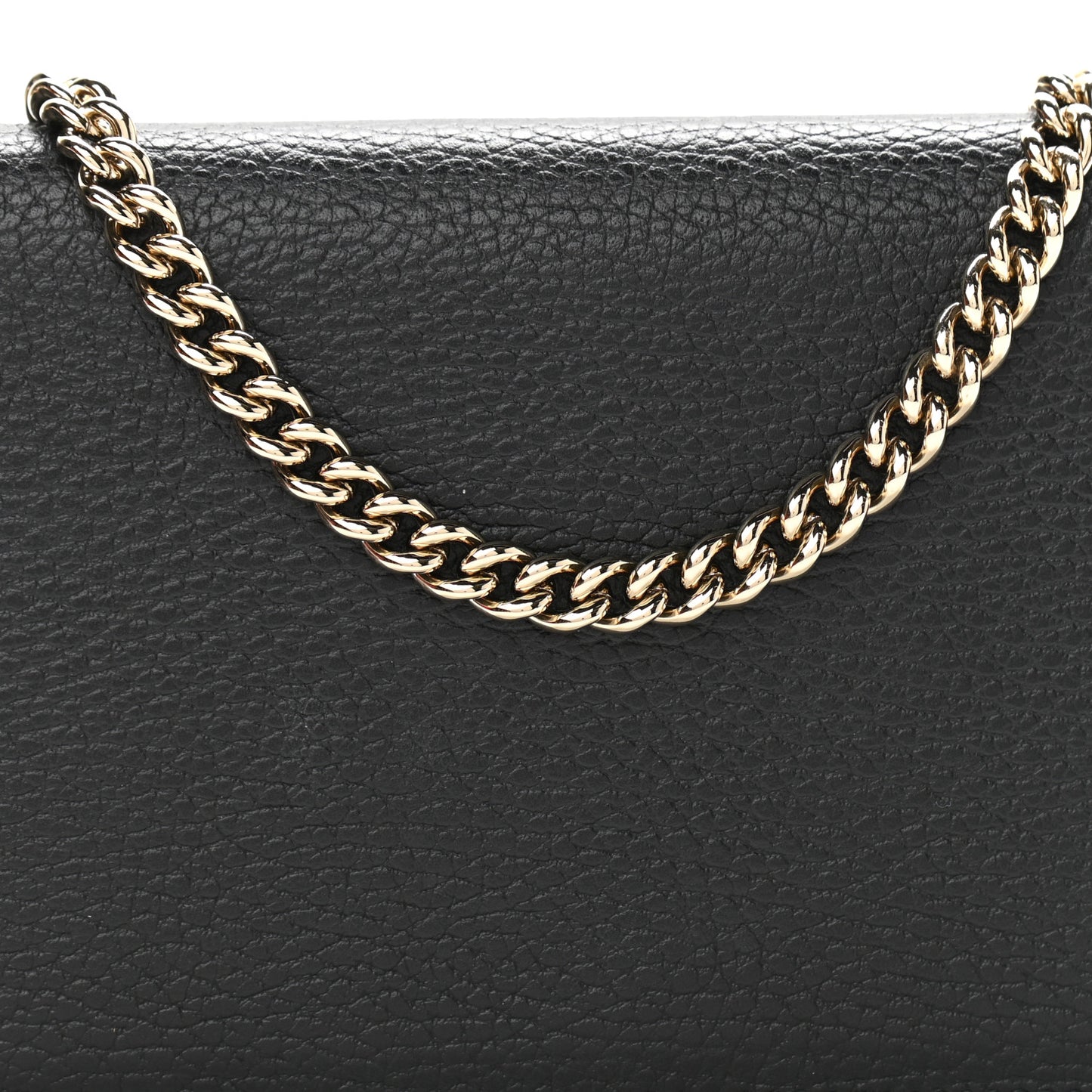 Dollar Calfskin Medium Betty Chain Wallet Black
