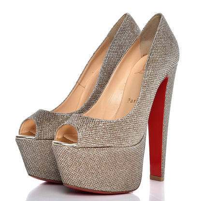 Christian Louboutin Glitter Fabric Altareva 160 Pumps 35 Gold 3 of 9
