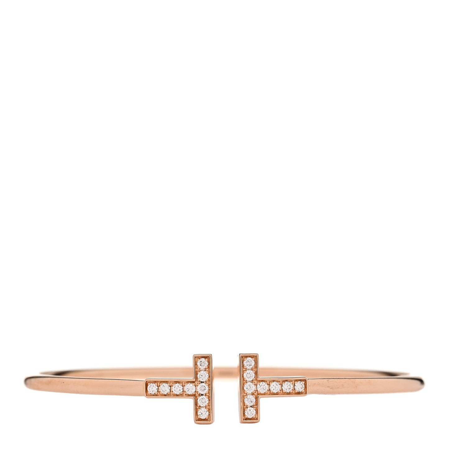 18K Rose Gold Diamond T Wire Bracelet