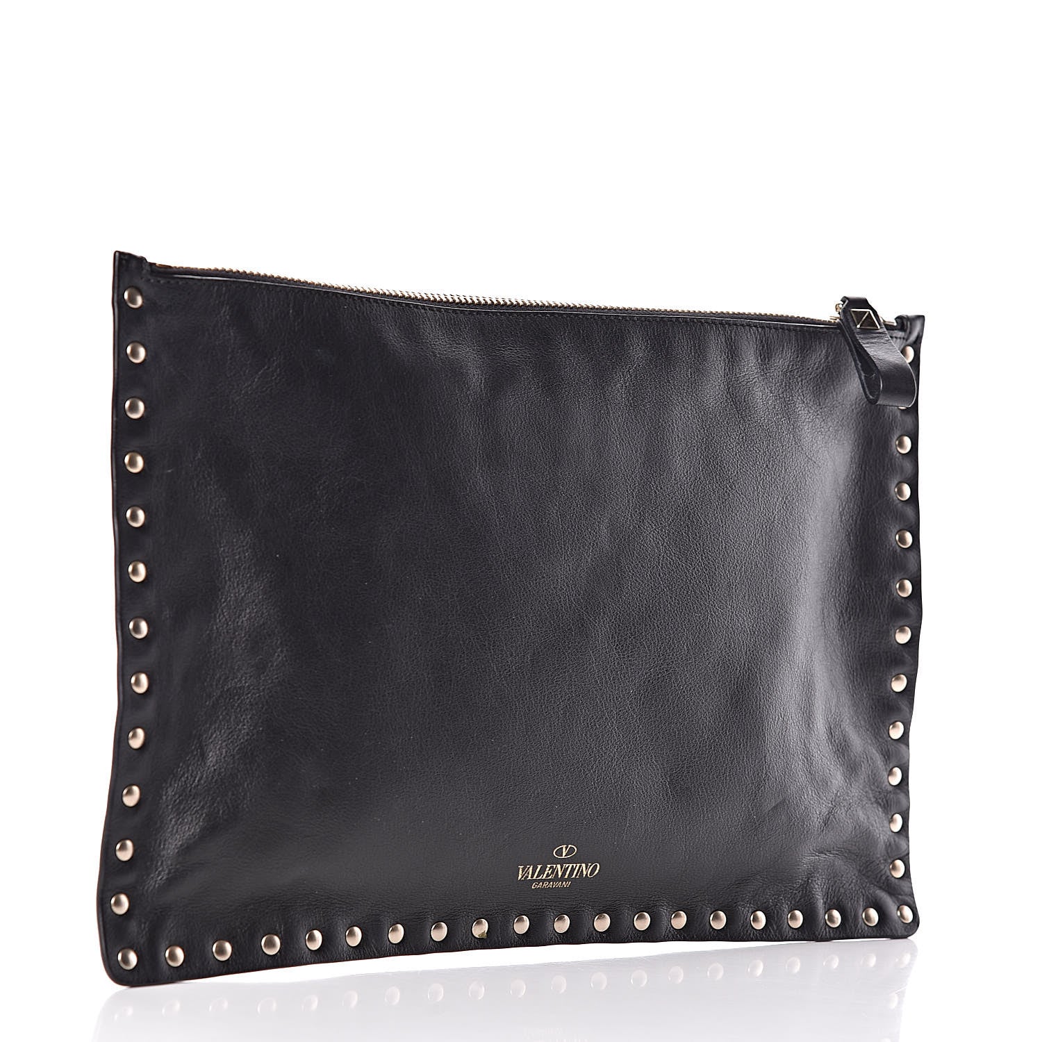 Valentino Garavani Vitello Large Rockstud Zip Pouch Black 3 of 7