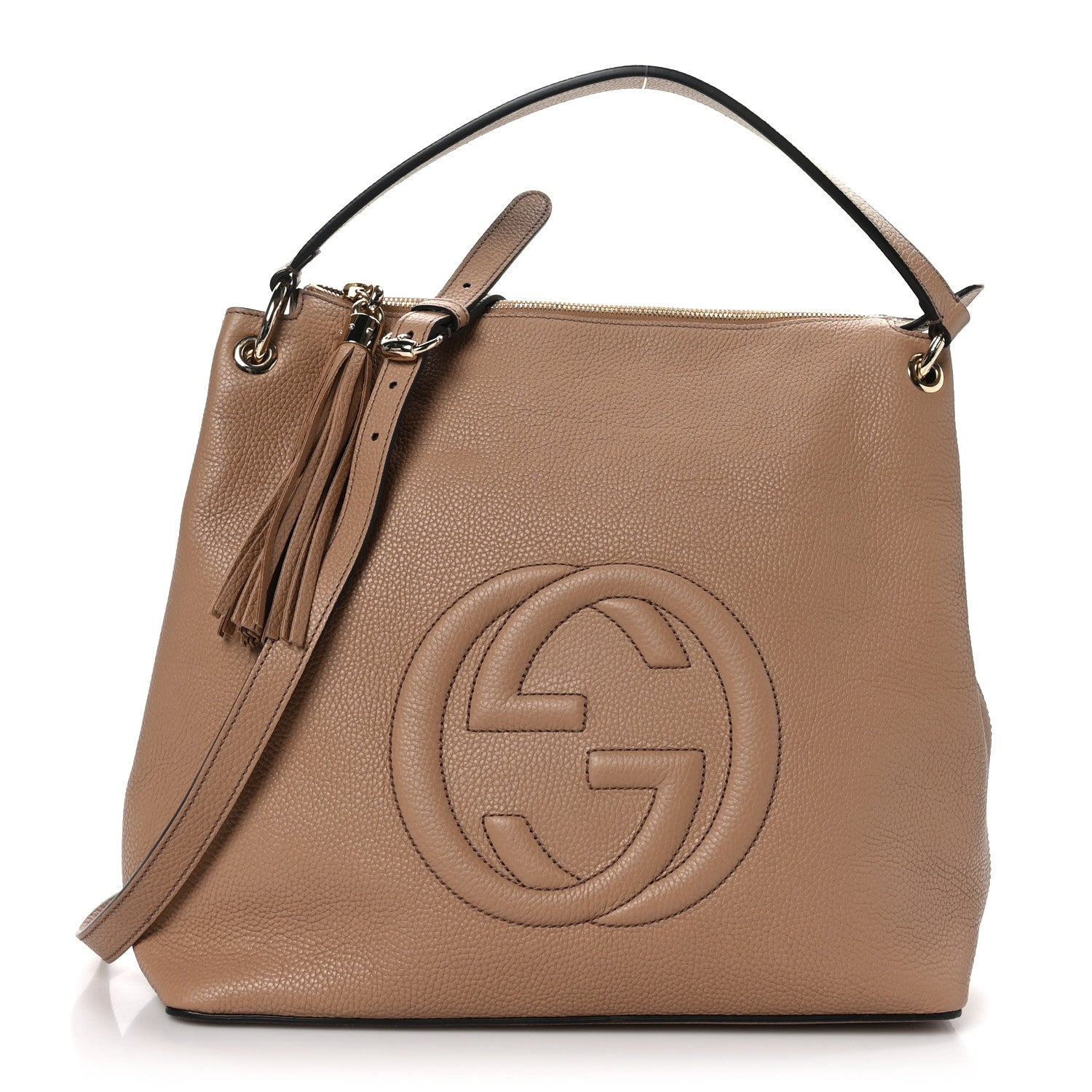 Gucci Pebbled Calfskin Large Soho Hobo Camelia 1 of 9