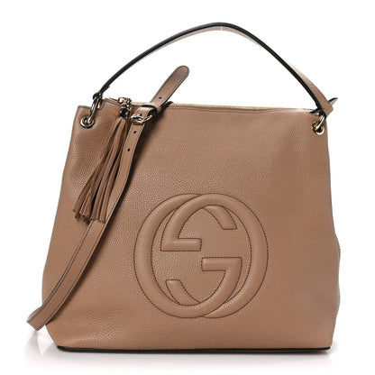 Gucci Pebbled Calfskin Large Soho Hobo Camelia 1 of 9