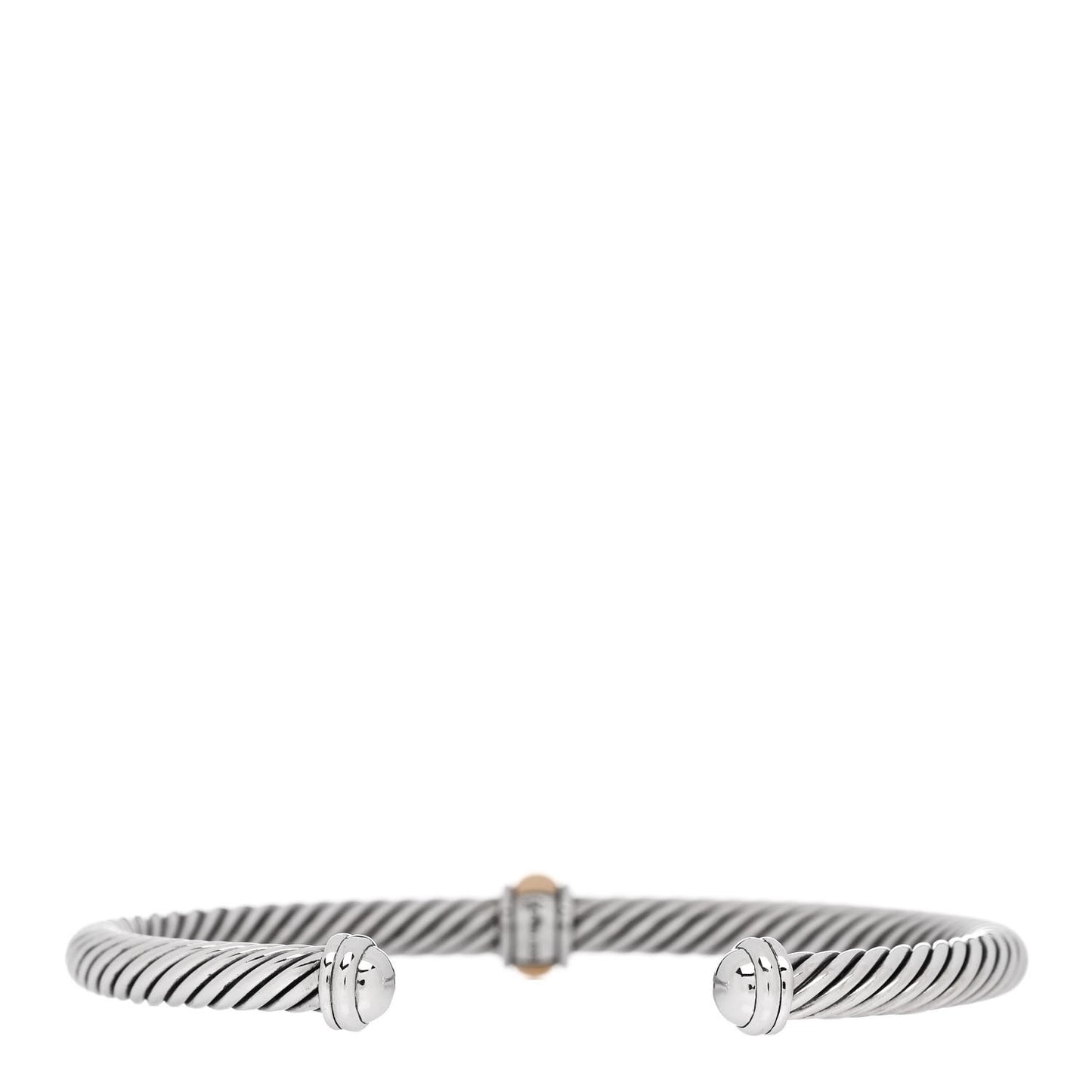 Sterling Silver 18K Yellow Gold 4mm Station Cable Bracelet