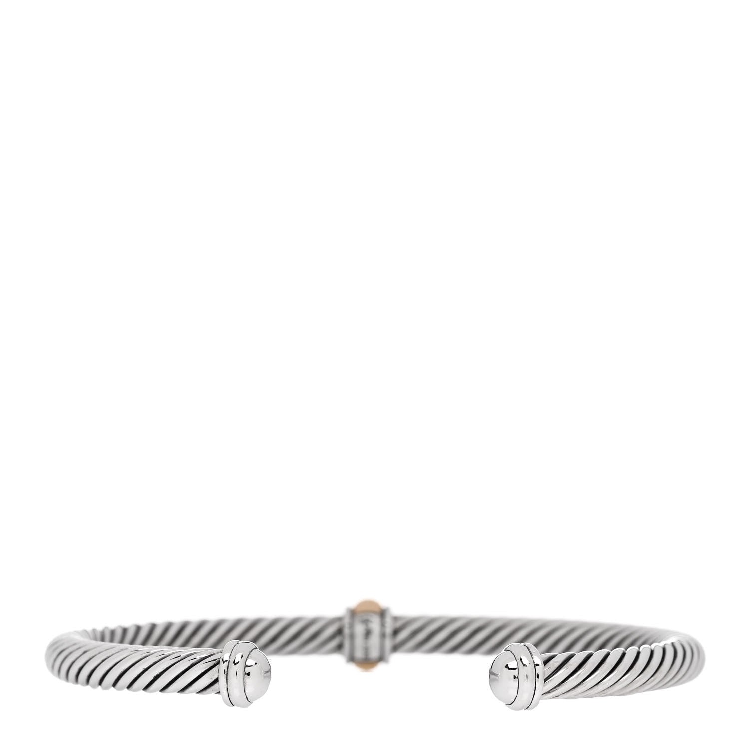 David Yurman Sterling Silver 18K Yellow Gold 4mm Station Cable Bracelet 2 of 3