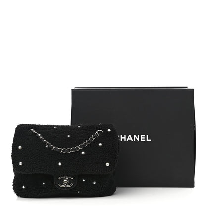 Chanel Shearling Lambskin Pearl Flap Black 13 of 13