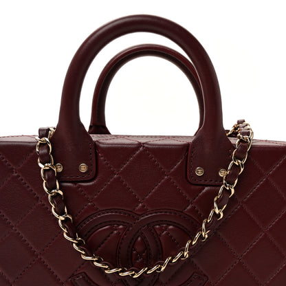 Chanel Calfskin Quilted Studded Square Vanity Case Burgundy 8 of 12