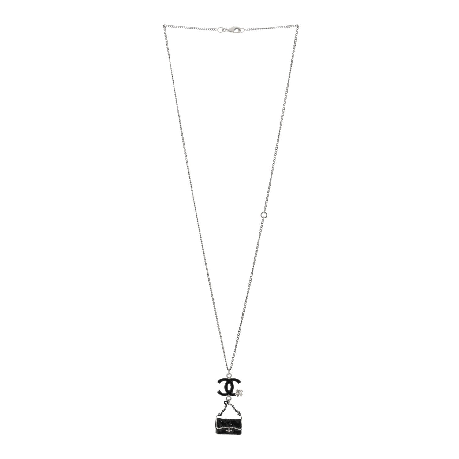 Chanel Enamel Charming Chic Classic Flap CC Charm Necklace Black 2 of 4