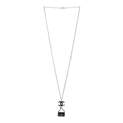 Chanel Enamel Charming Chic Classic Flap CC Charm Necklace Black 2 of 4