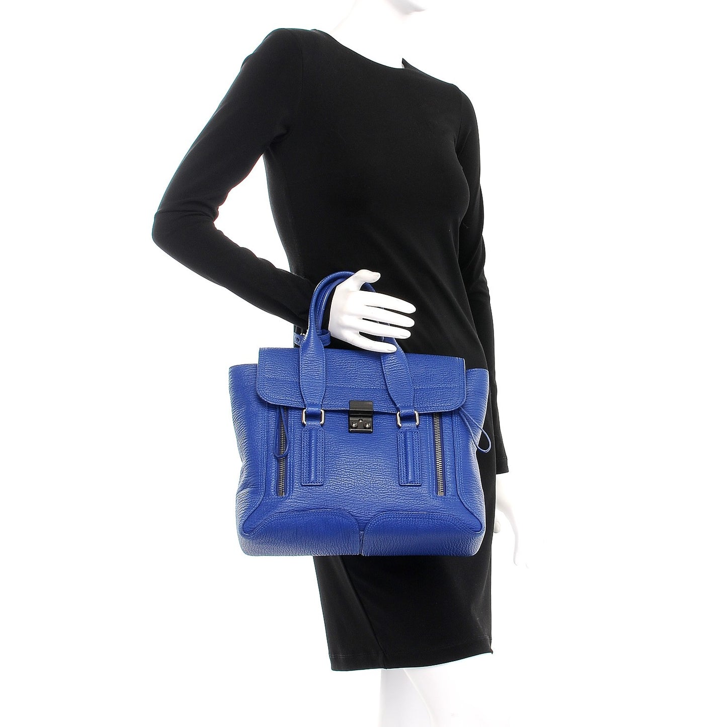 Textured Calfskin Medium Pashli Satchel Cobalt