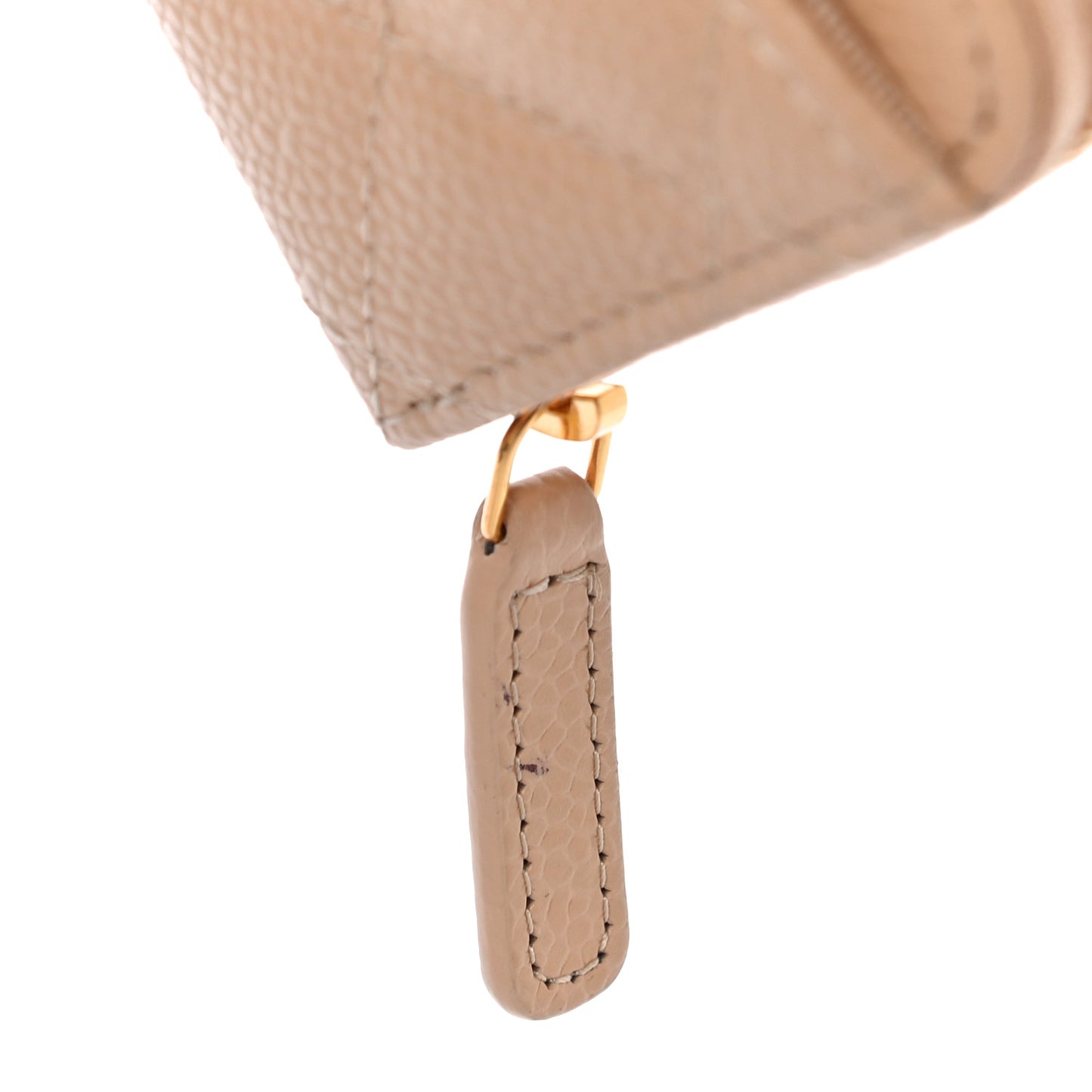 Caviar Quilted Zip Around Coin Purse Beige