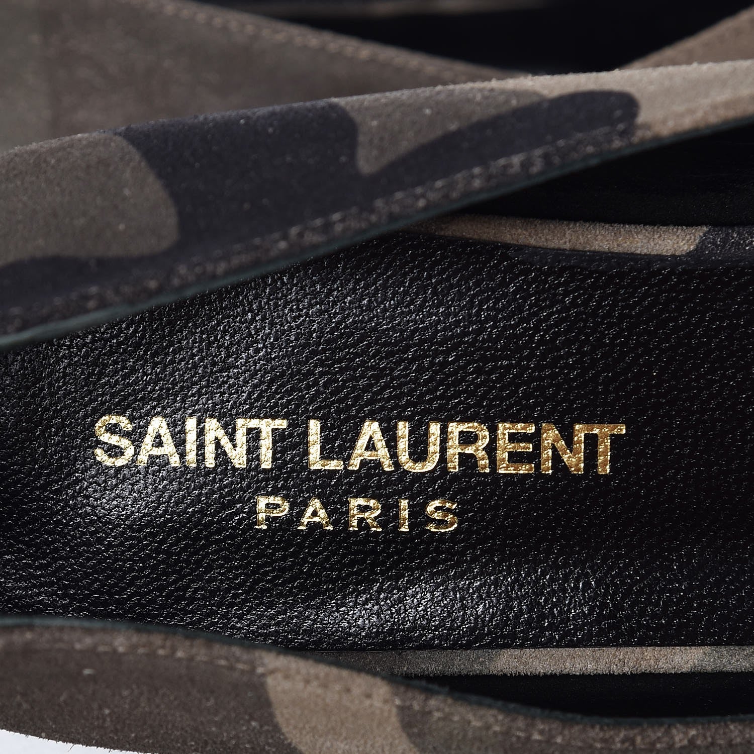 Saint Laurent Suede Camouflage Print Paris 10 Decolete Ballerina Flats 36 Green 8 of 16