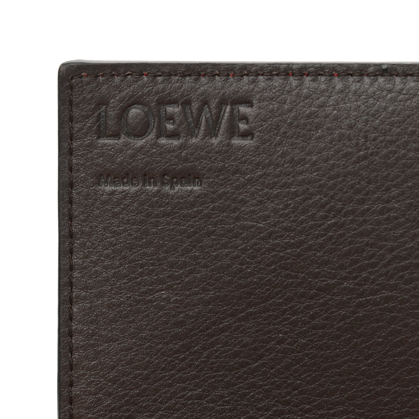 Grained Calfskin Chain Wallet Burnt Red