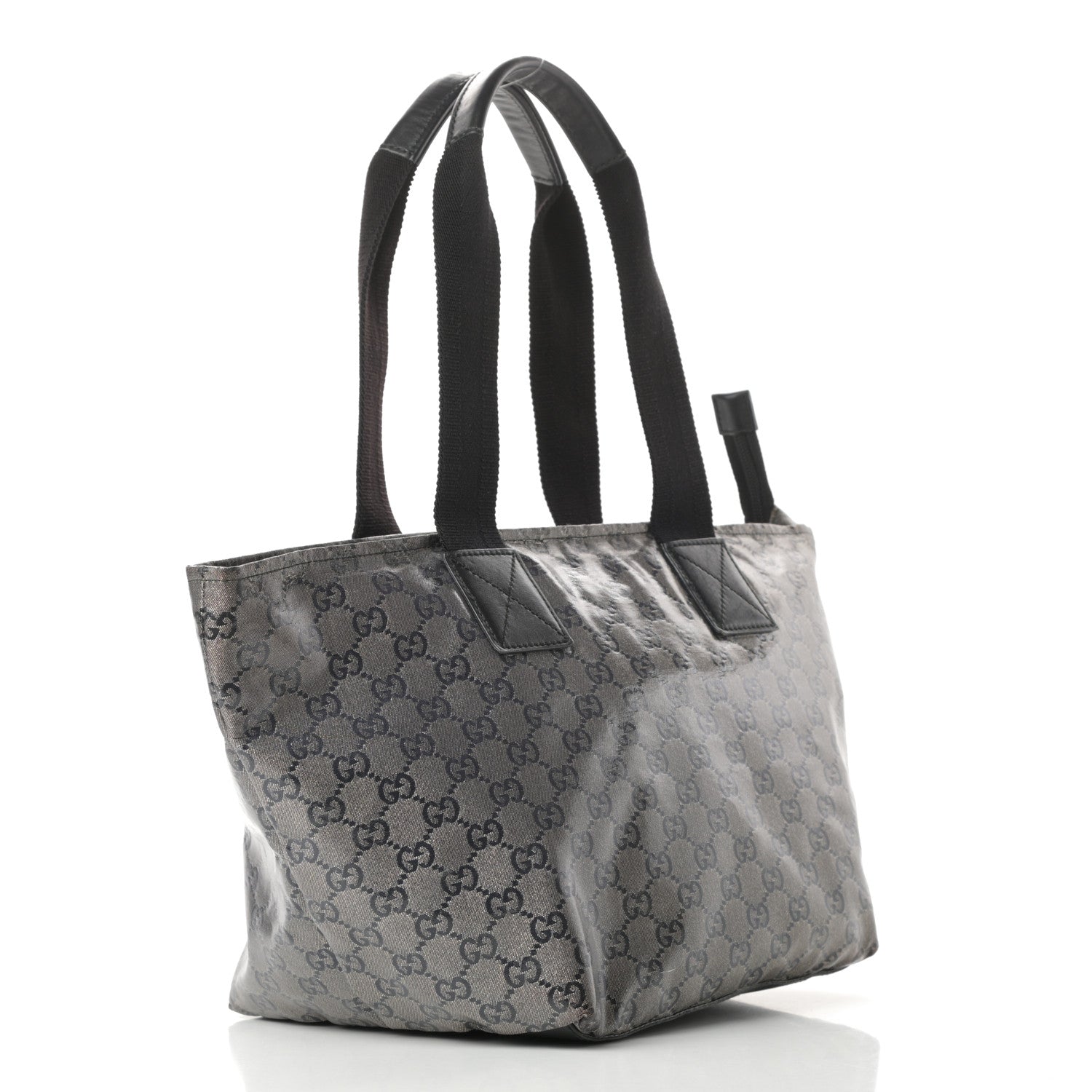 Gucci Crystal Monogram Medium Web Handle Bucket Tote Black 3 of 12