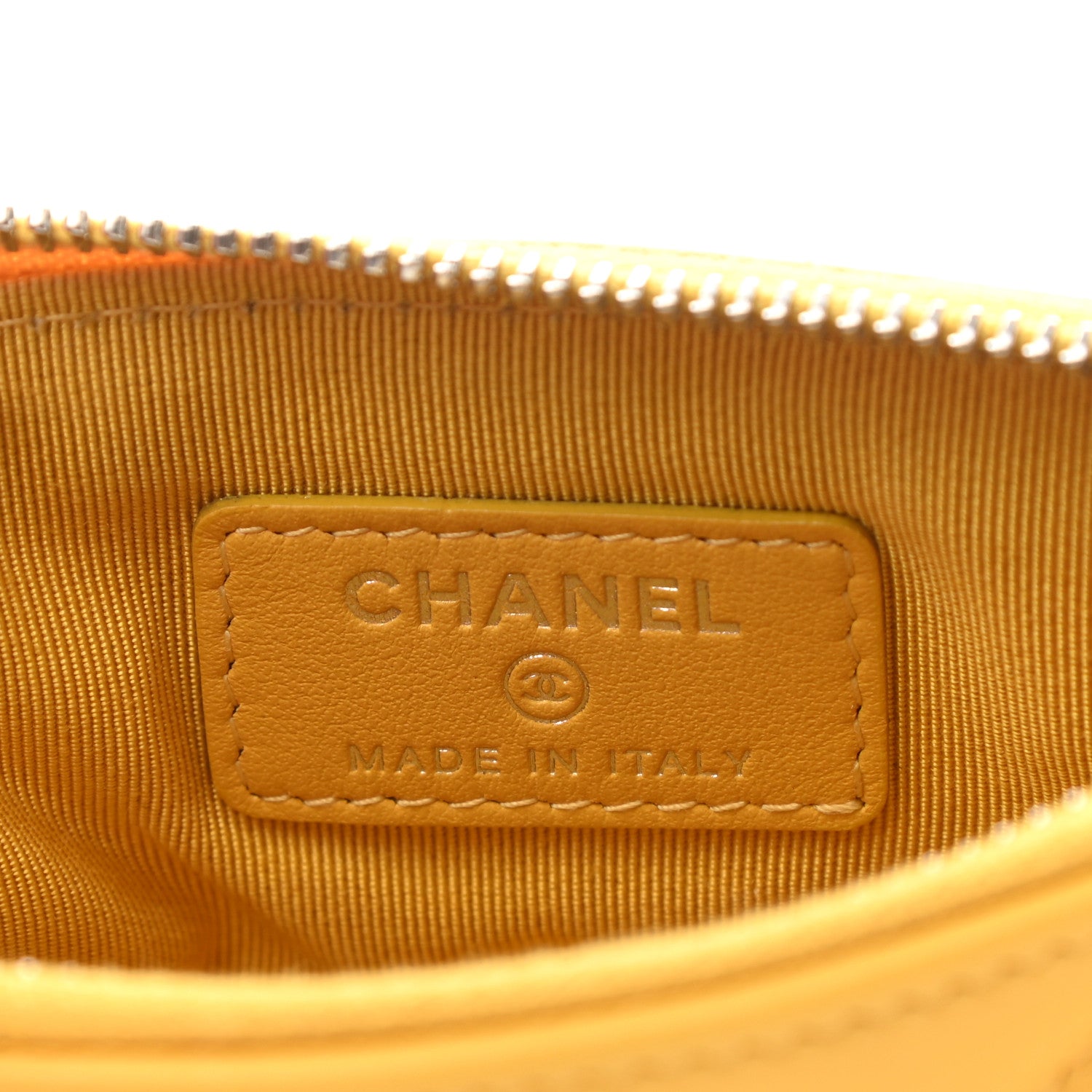 Chanel Calfskin Chevron Quilted Tassel Small Cosmetic Case Yellow 6 of 7