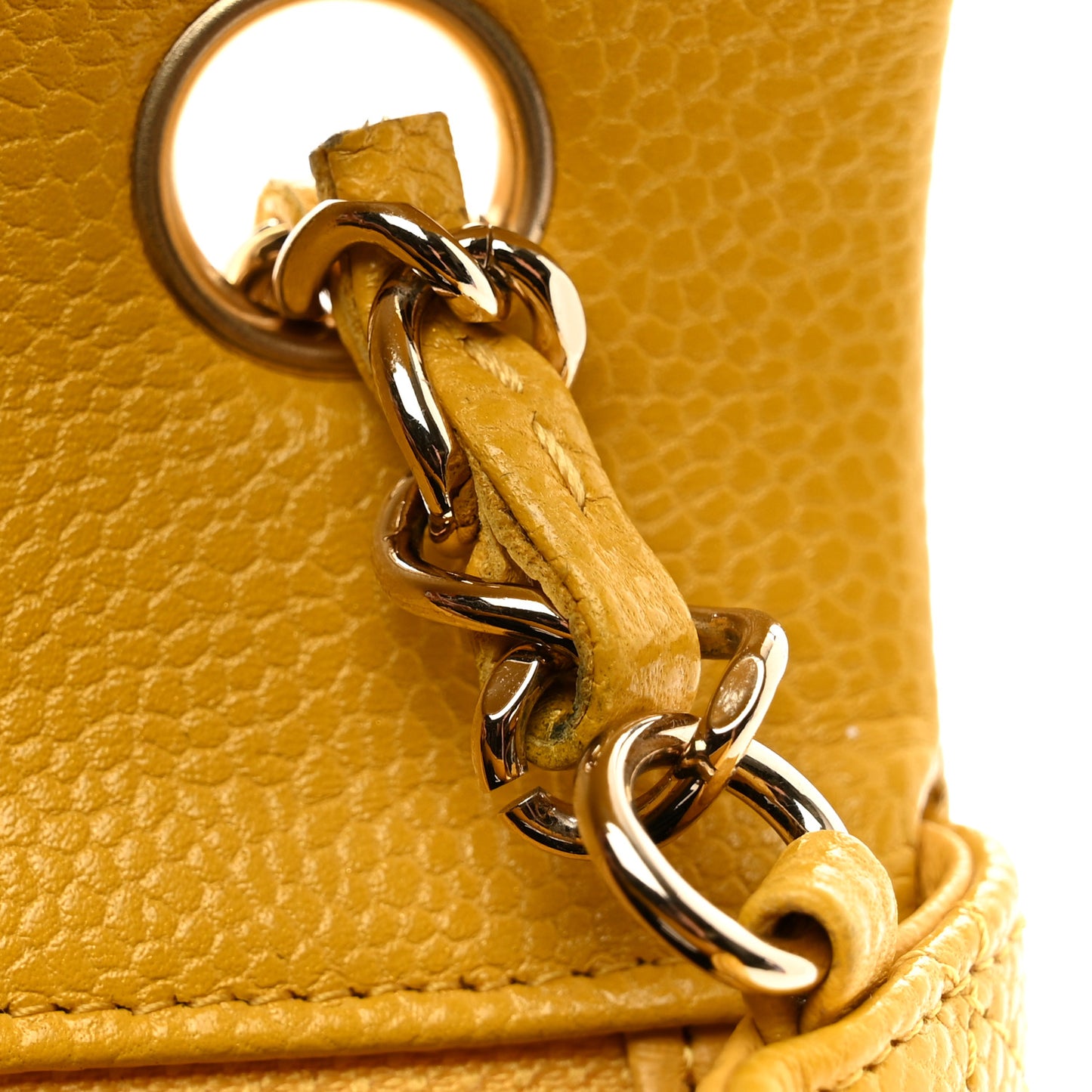 Caviar Quilted Mini Rectangular Flap Yellow