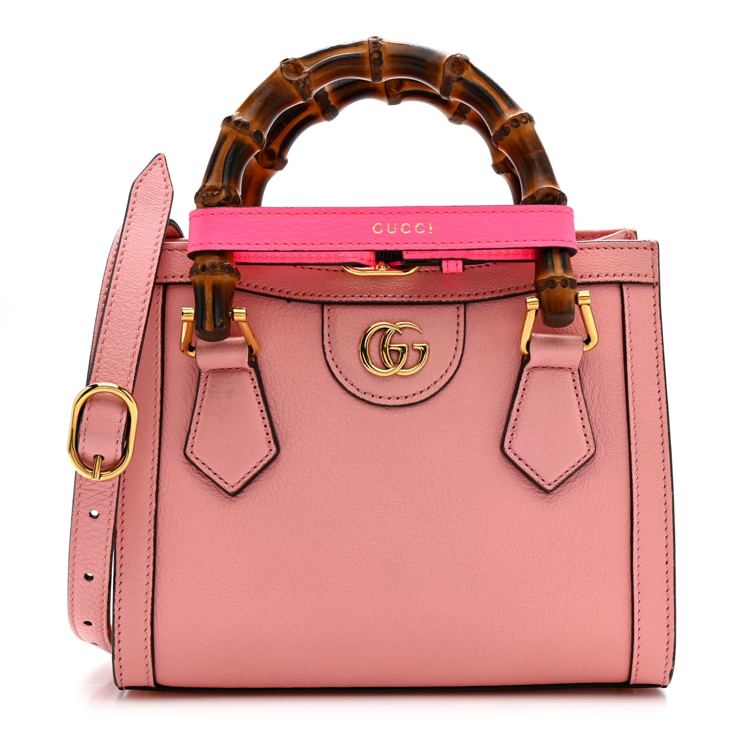 Wonka Grain Calfskin Mini Diana Tote Bag Wild Rose Fuxia Fluo