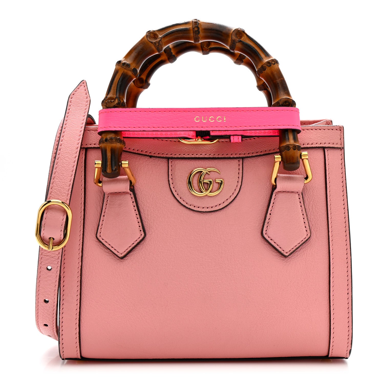 Gucci Wonka Grain Calfskin Mini Diana Tote Bag Wild Rose Fuxia Fluo 1 of 15