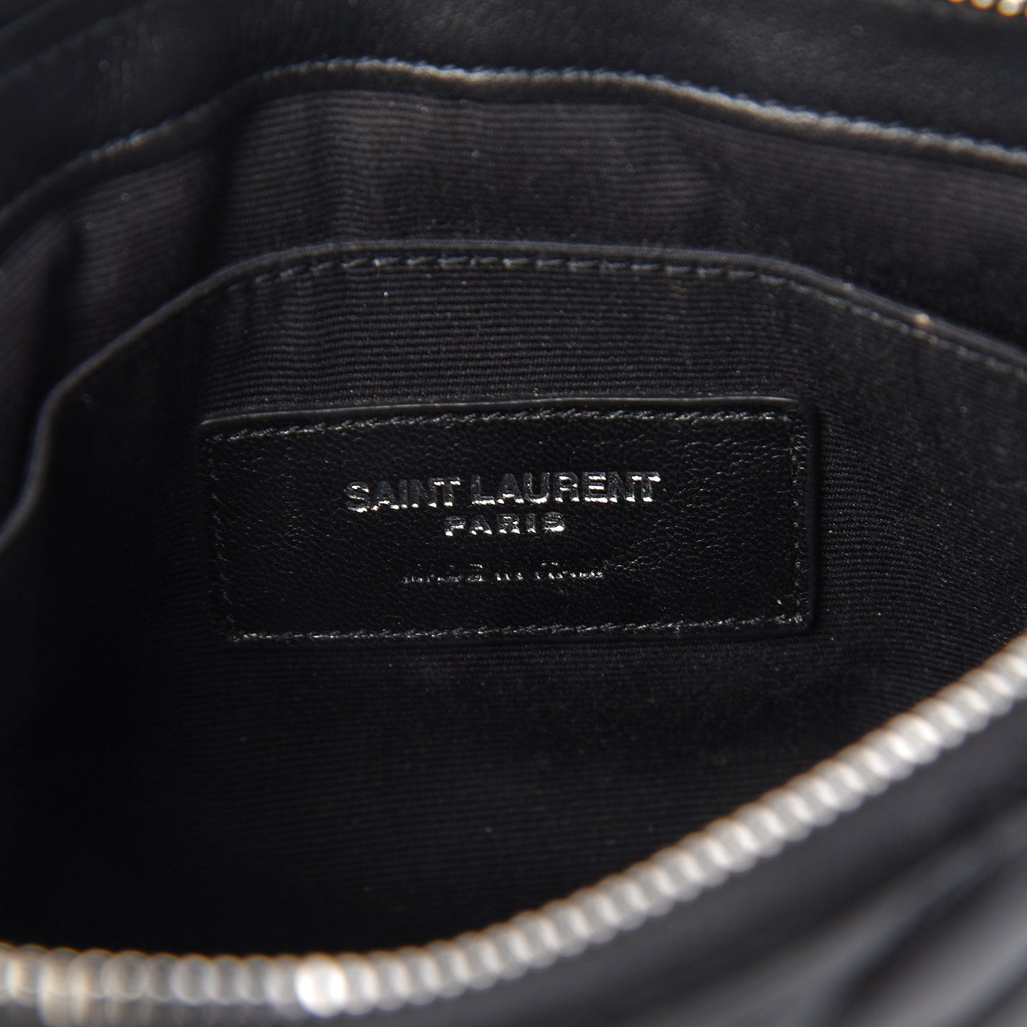 Calfskin Matelasse Chevron Monogram Pouch Black