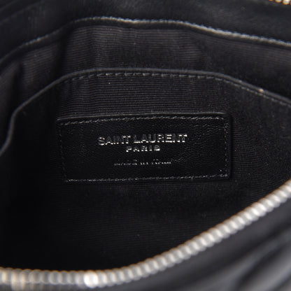 Saint Laurent Calfskin Matelasse Chevron Monogram Pouch Black 6 of 8