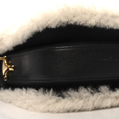 Gucci Sakai Be Green Calfskin Shearling Horsebit 1955 Shoulder Bag Black 10 of 11