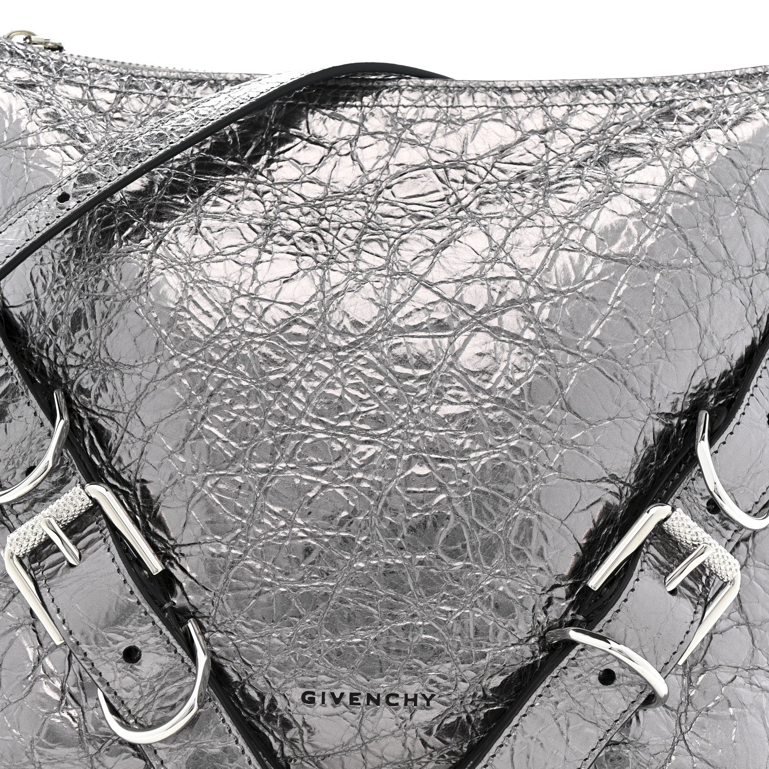 Givenchy Metallic Calfskin Small Voyou Bag Silver 8 of 10