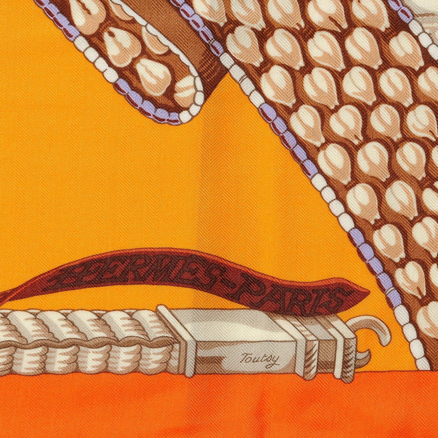Cashmere Silk Ceintures et Liens Shawl 140 Orange Bouton D'or Mauve
