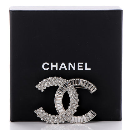 Chanel Baguette Round Crystal CC Brooch Silver 5 of 5