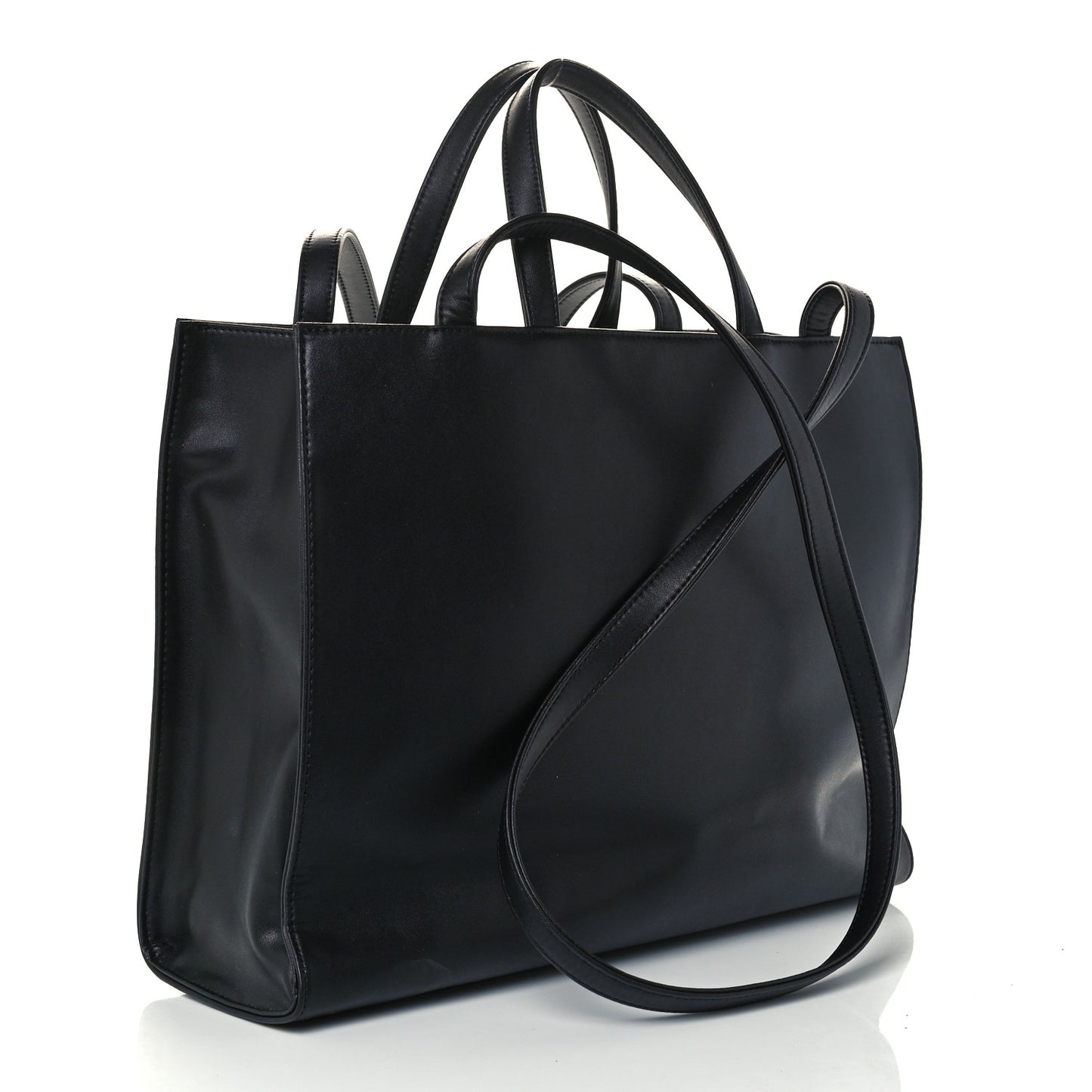 Vegan Leather Medium Shopping Bag Black