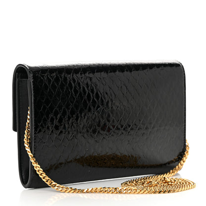 Saint Laurent Calfskin Python Embossed Monogram Uptown Chain Wallet Black 3 of 13