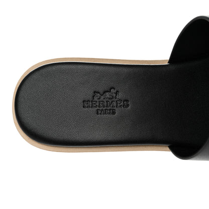 Hermes Calfskin Cork Eze 30 Sandals 37 Black 7 of 12