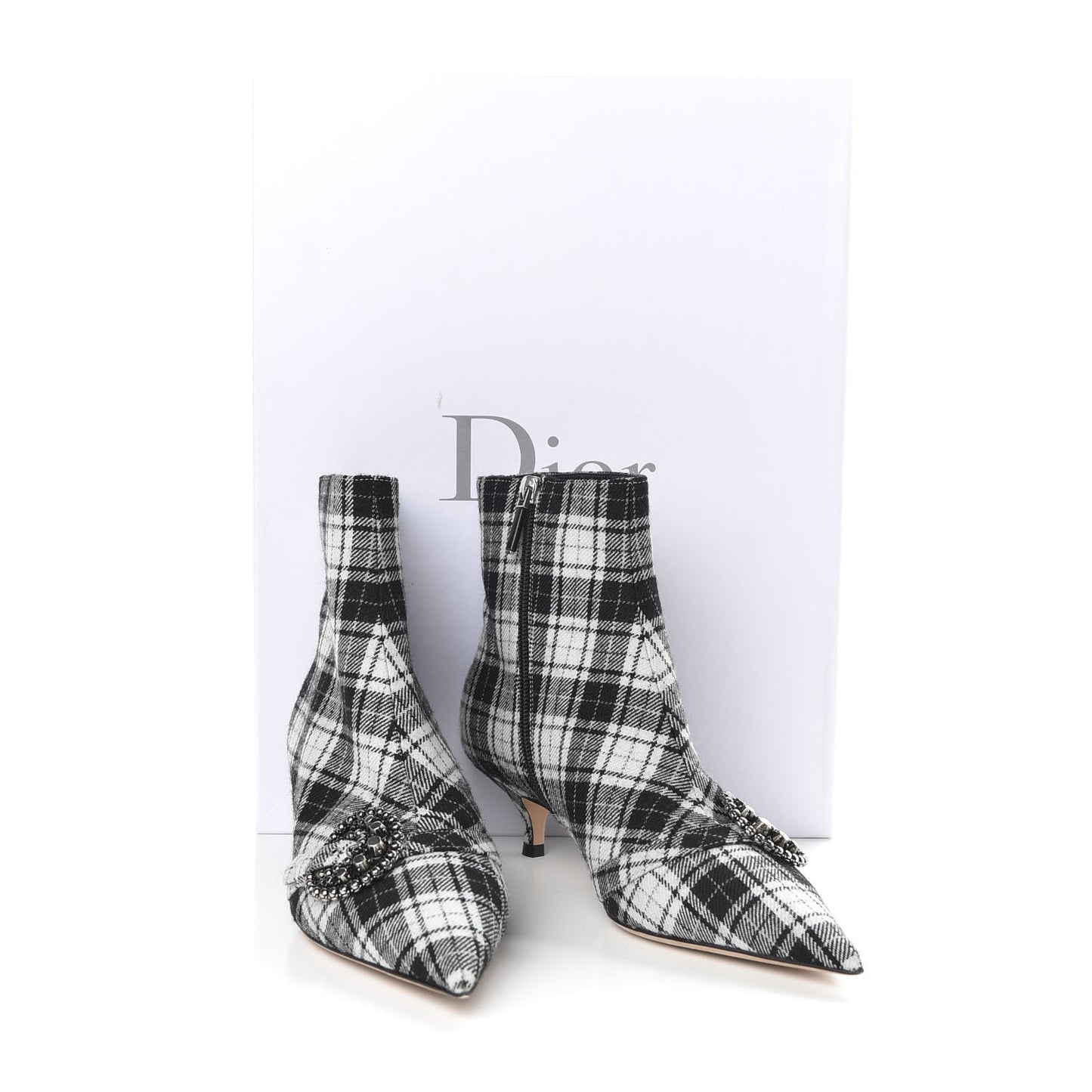 Canvas Tartan Gang Ankle Boots 37 Black