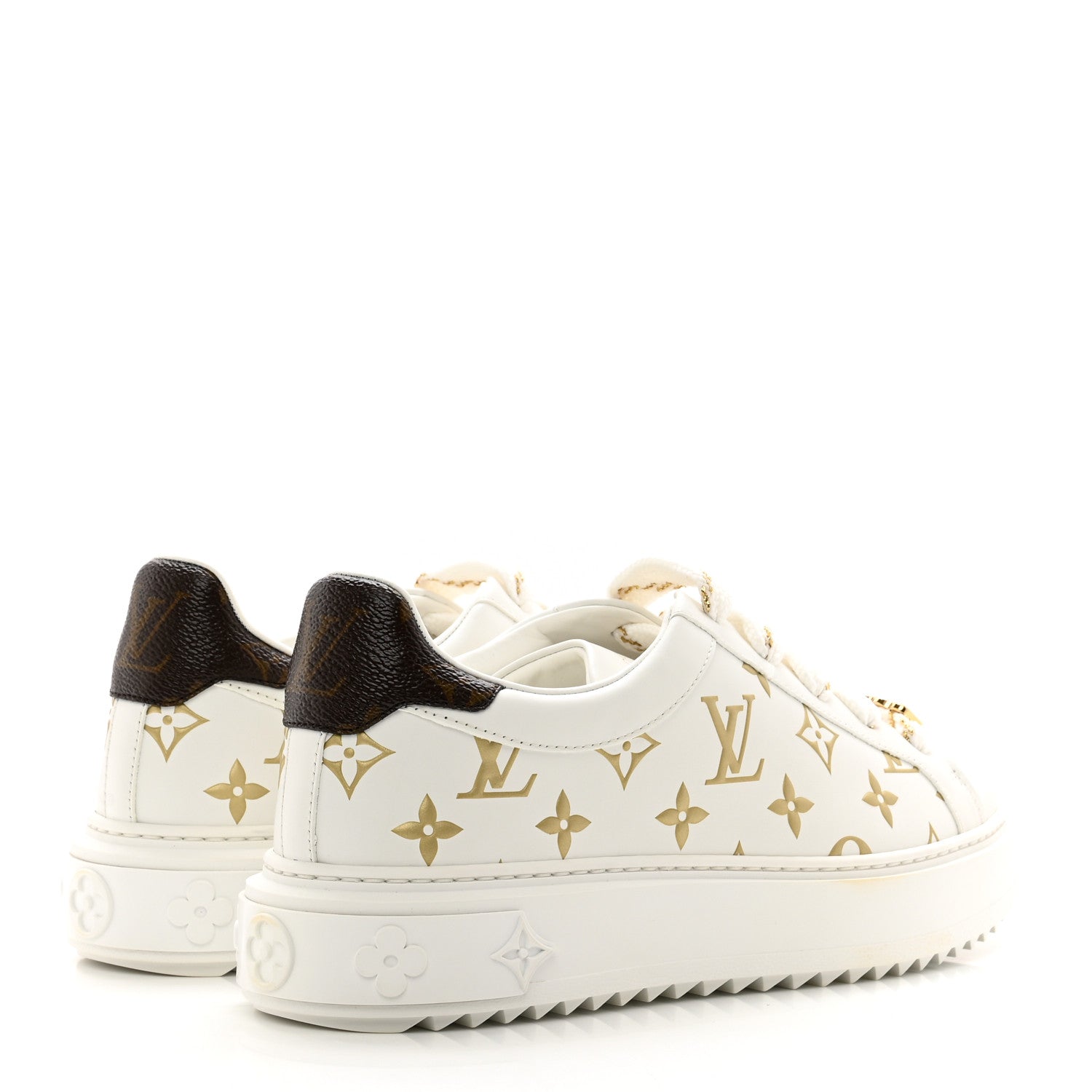 Louis Vuitton Calfskin Monogram Debossed Time Out Sneakers 39 White Gold 4 of 10