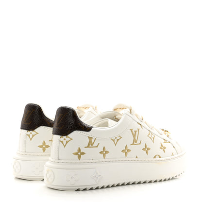 Louis Vuitton Calfskin Monogram Debossed Time Out Sneakers 39 White Gold 4 of 10